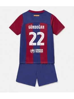 Otroški Nogometna dresi replika Barcelona Ilkay Gundogan #22 Domači 2023-24 Kratek rokav (+ hlače)